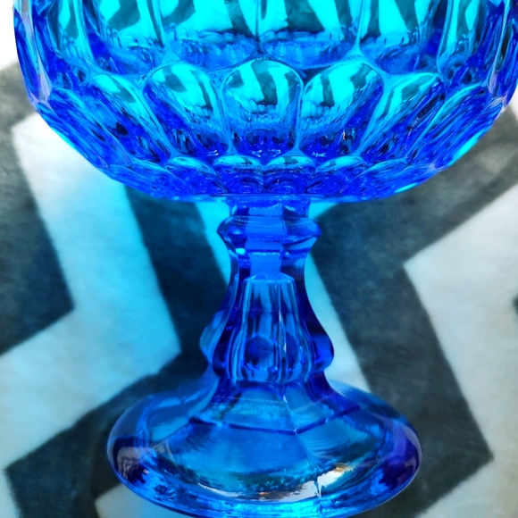 Vintage glass Indiana Aqua Blue Tear Drop Pedestal Compote Candy Dish 6" - Picture 7 of 11